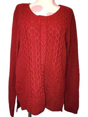 Women's Absolutely Creative Worldwide Stitch Fix Maroon Sweater Medium Cableknit